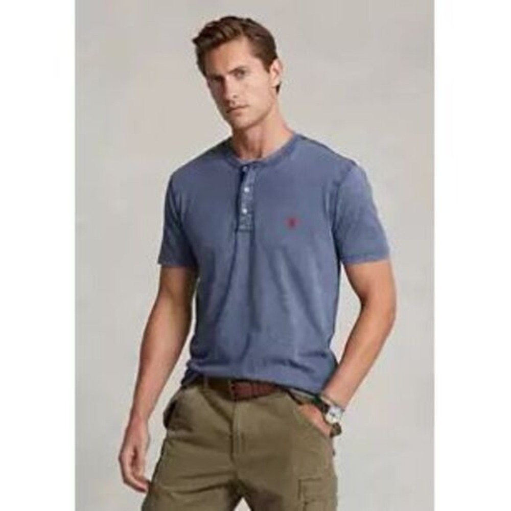 U S Polo Assn.‎ Slub Jersey Henley Short Sleeve Shirt Men's Preppy Blue Size XXL